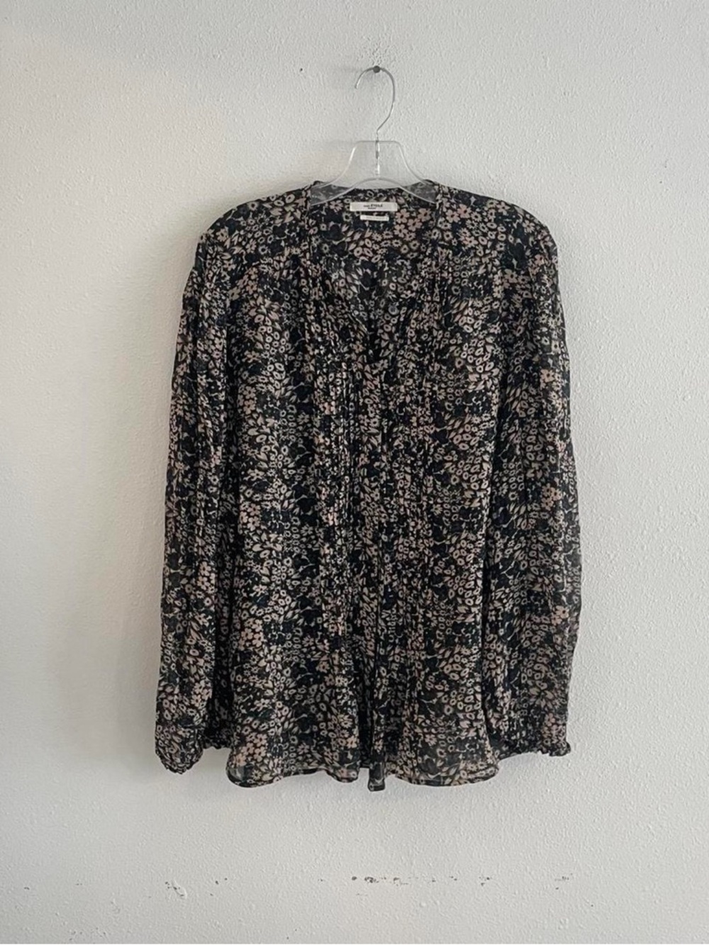 Isabel Marant Etoile Floral Sheer Blouse in Black and Cream